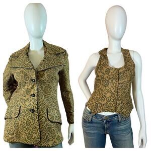 Rare 1970s Geoffrey Beene "Bazaar" Two-Piece Vest & Jacket Set